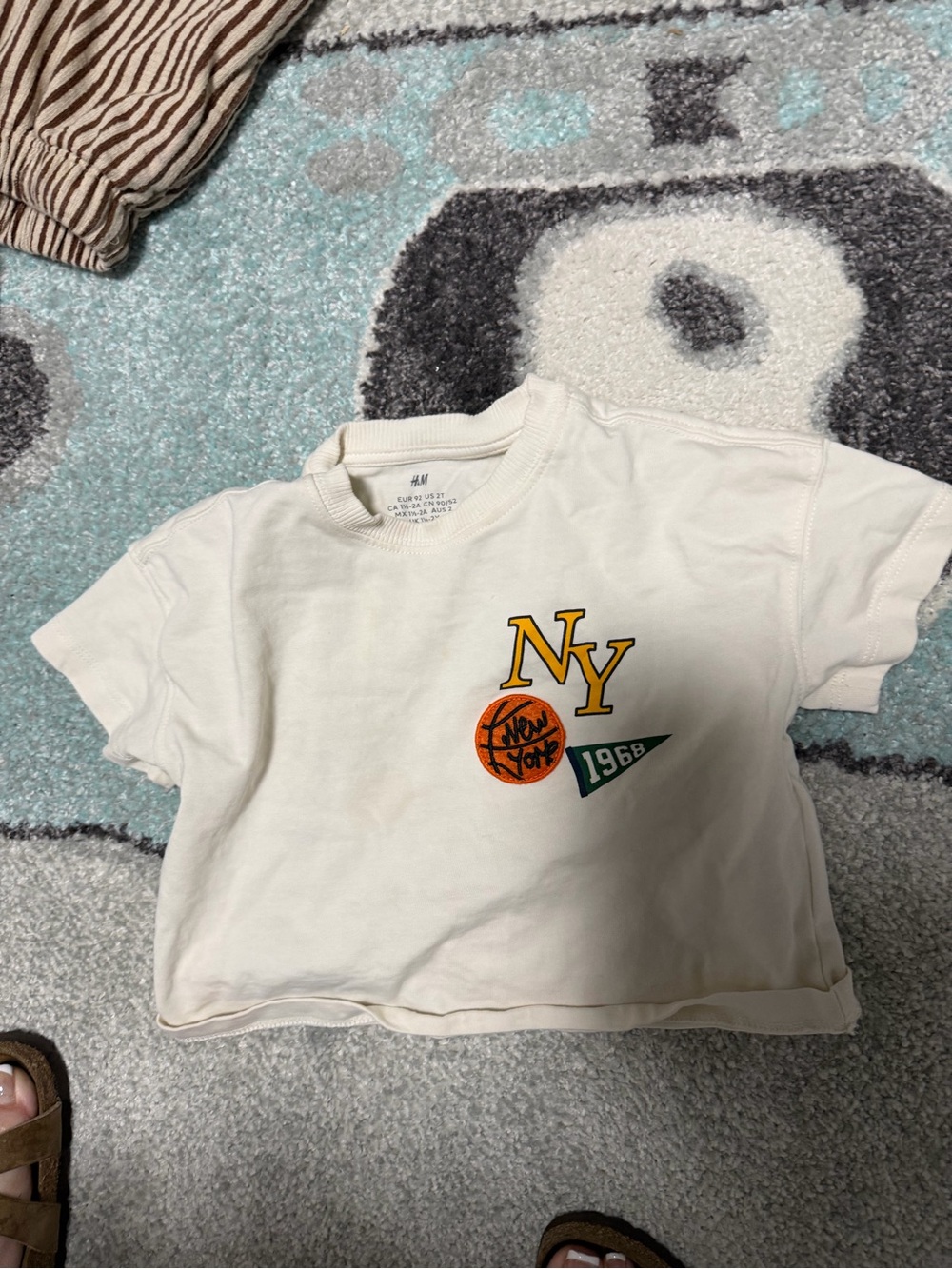 H&M Kids Cream NY Graphic Tee with Orange Basketball